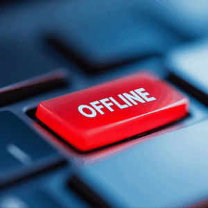 Tastatur mit Aufschrift "OFFLINE"